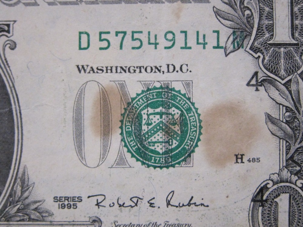 1995 $1 Error Printing & Cut #D57549141M