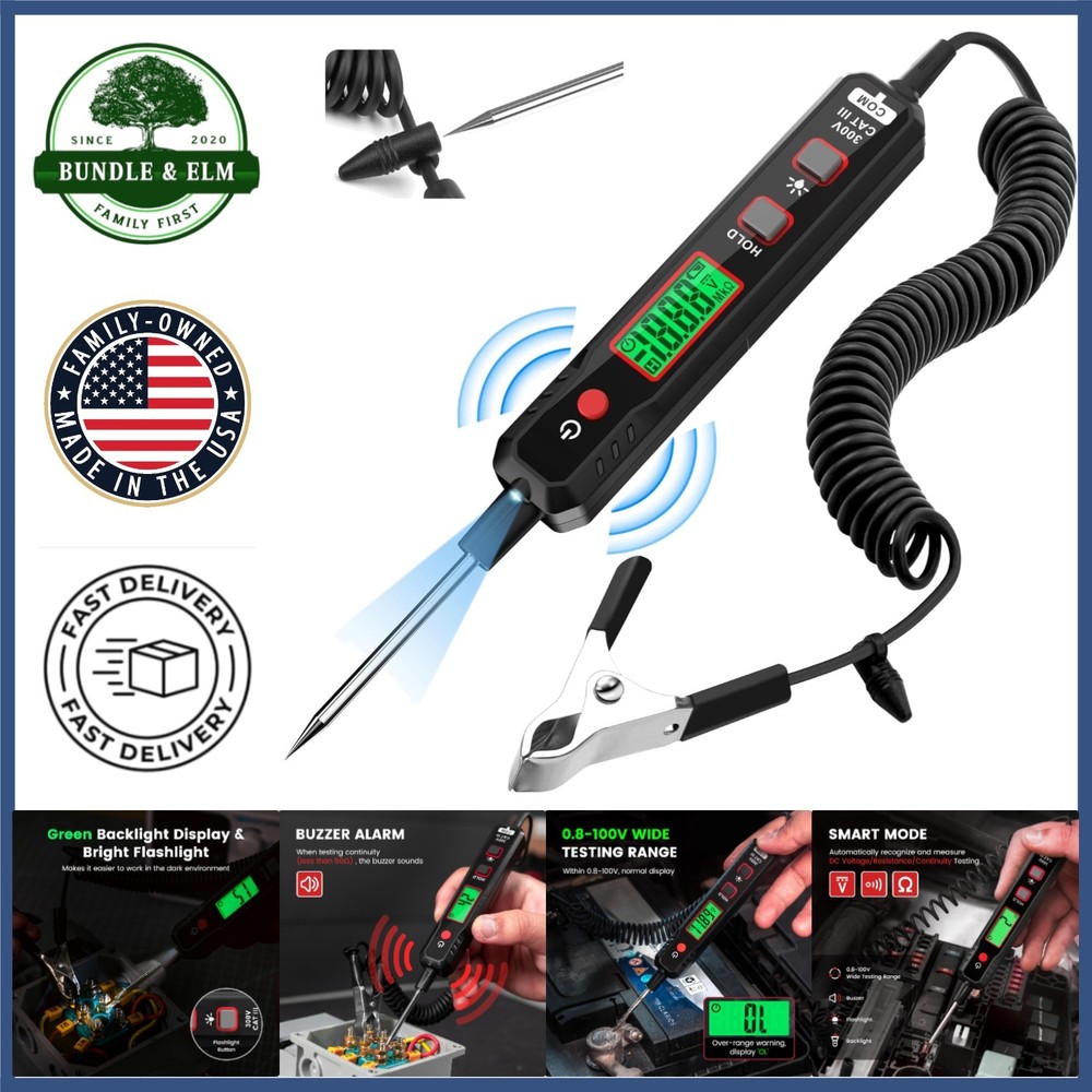 Smart Automotive  Light with Buzzer and Sharp Probe for Voltage Testing