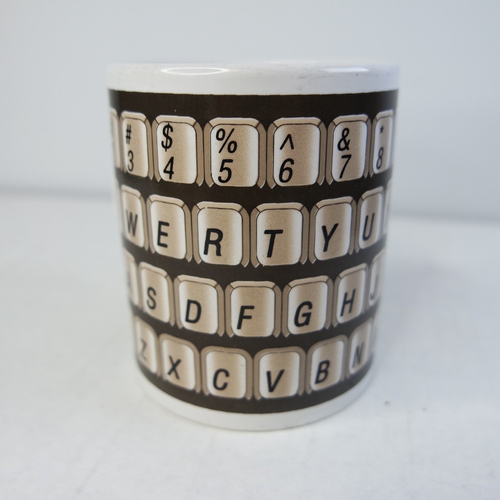 VTG Retro 80s 90s Computer Keyboard SEi Coffee Cup Mug Ceramic Brown Black