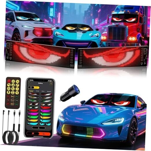 2PCS 13.7"x4" Devil Eyes Light for Windshield – Dual Screen 2PCS 4inx13.7in