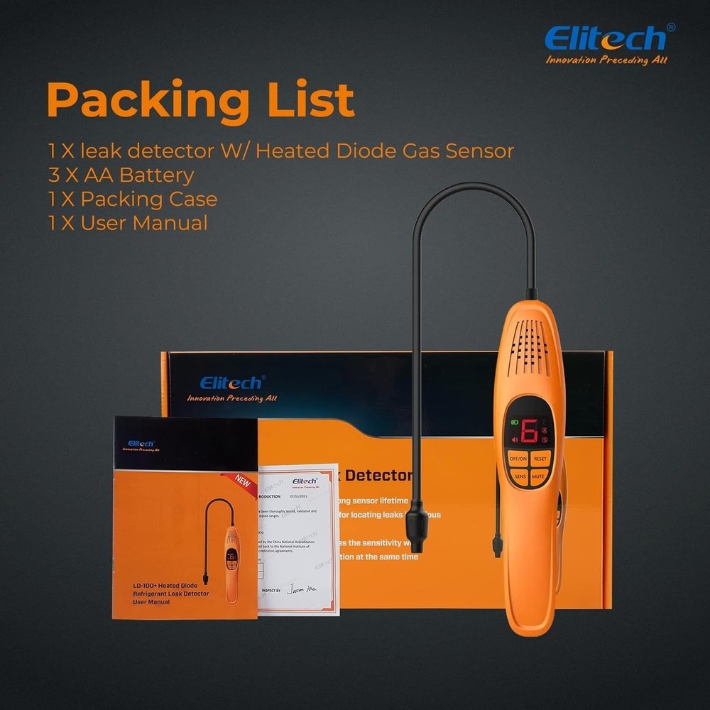 Elitech Refrigerant Leak Detector Checker Heated Diode Sensor Sniffer LD-100
