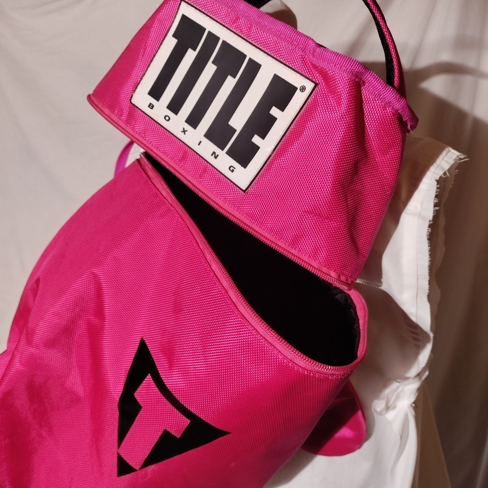 Title Boxing Pink Black Backpack With Logo Patch Zipper Pulls