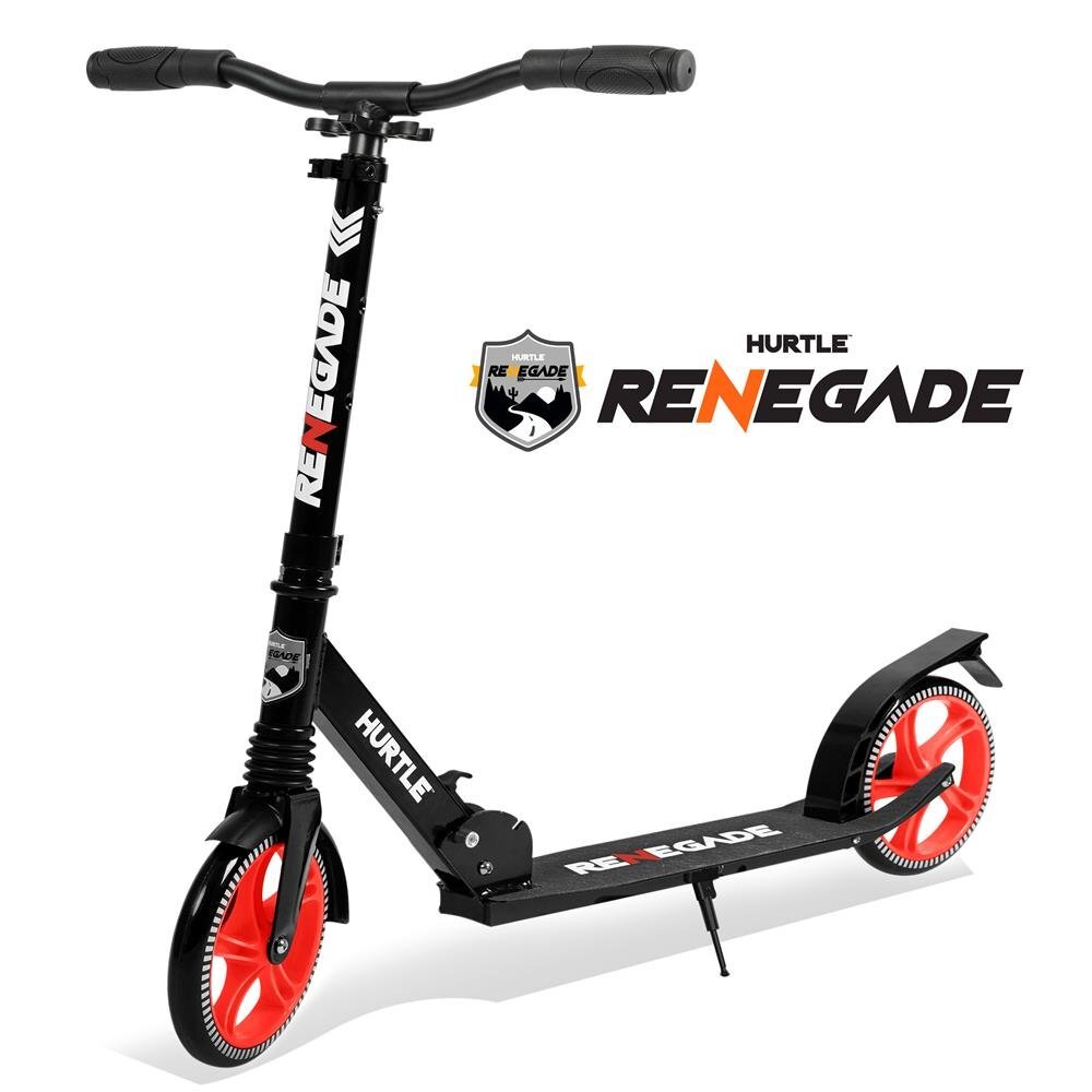 Hurtle Adjustable Lightweight and Foldable Kick Scooter High Impact Wheels Black