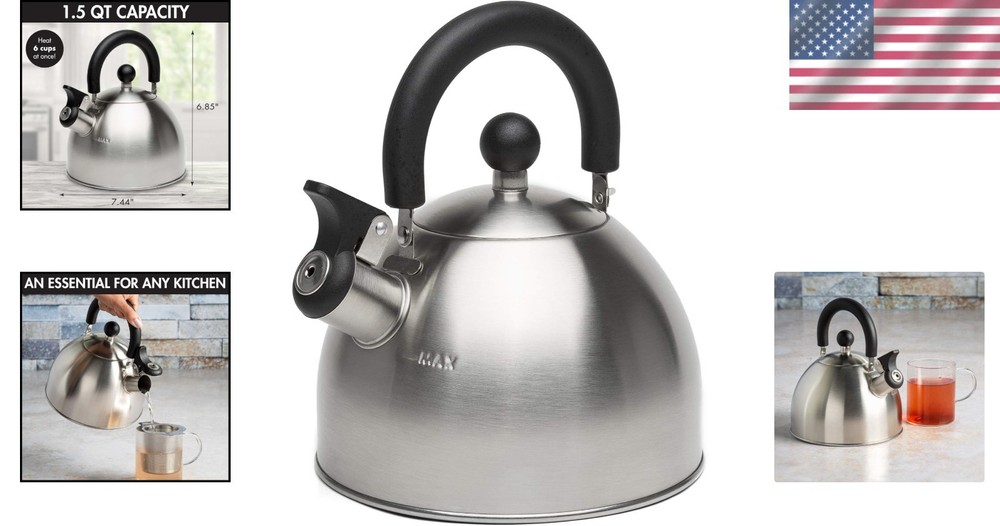 Classic 1.5-Quart Food Grade Stainless Steel Tea Kettle with Cool Touch Handle