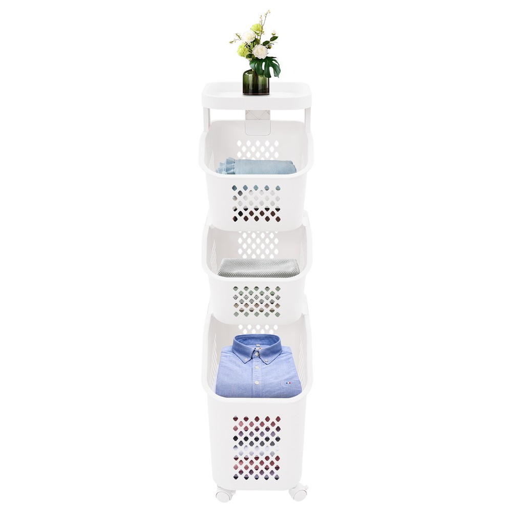 Rolling Laundry Baskets 3 Tiers Laundry Basket with Wheels Modern Laundry Hamper