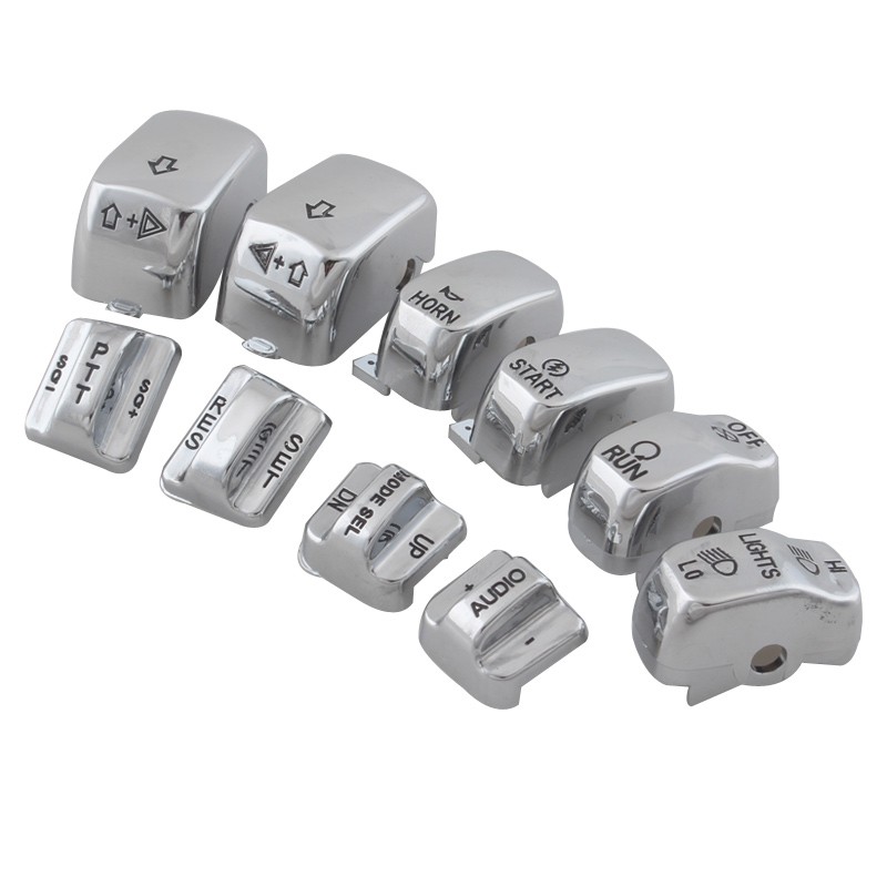 10pcs Chrome Hand Control Switch Button Covers For Harley Electra Glide FLHTCU