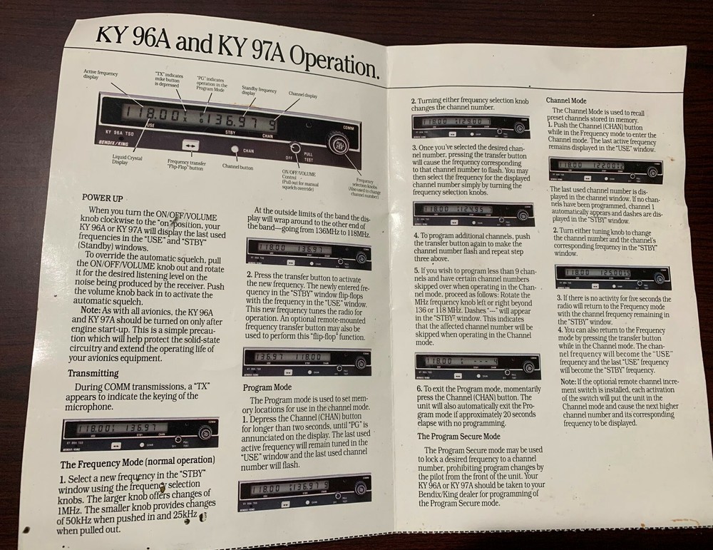 King KY 96A & KY 97 pilots guide