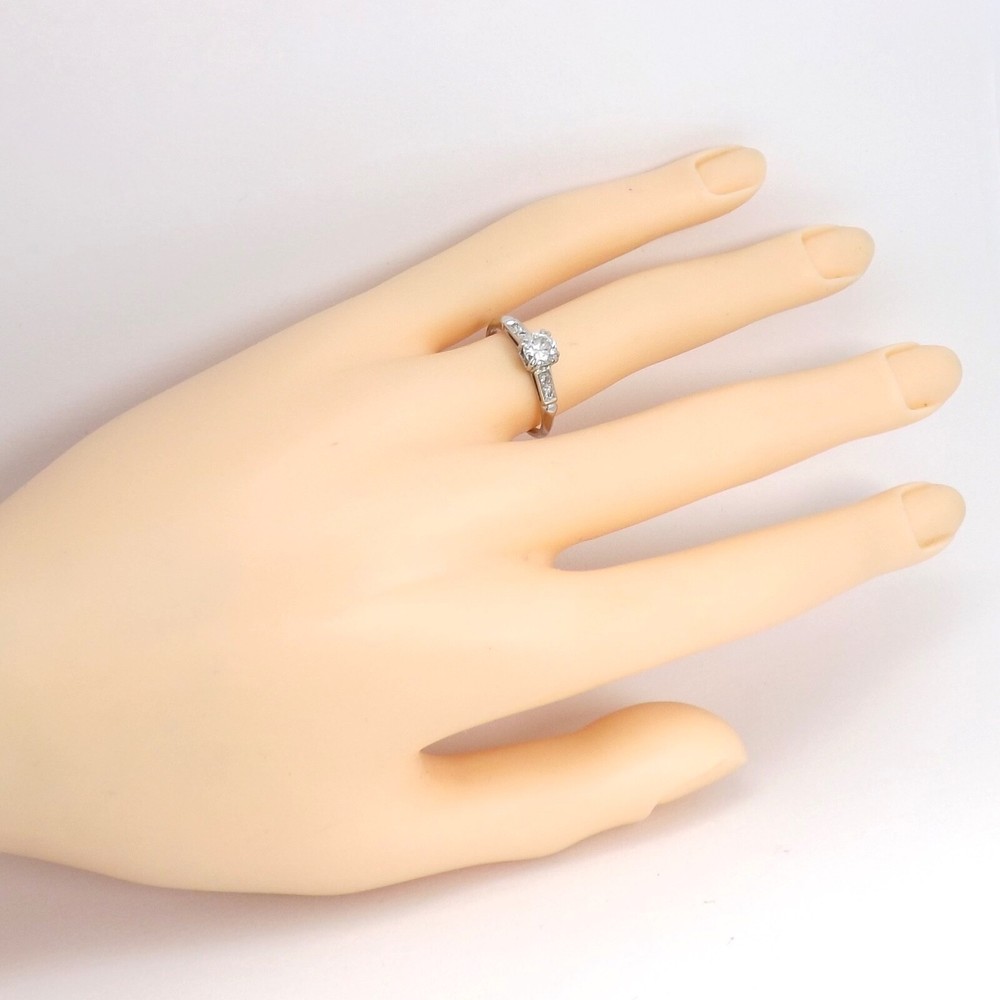 Solid Platinum Round Natural Diamond Promise Engagement Ring Antique Setting