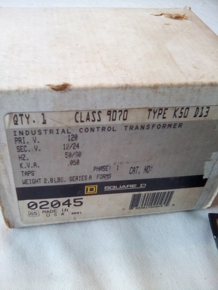 Square D Class 9070 Type K50D13 Series A Industrial Control Transformer