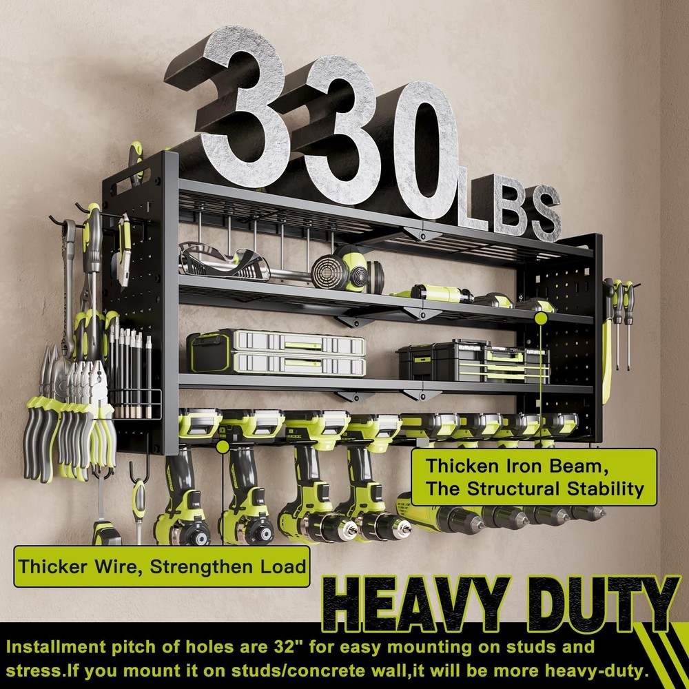Power Tool Organizer Wall Mount,Cordless Drill Organizer,4 Layers Large Capac...