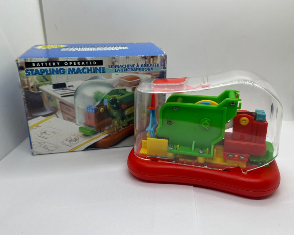 VTG 80s Battery Operated Stapling Machine Clear Electronic Stapler (NOT WORKING)
