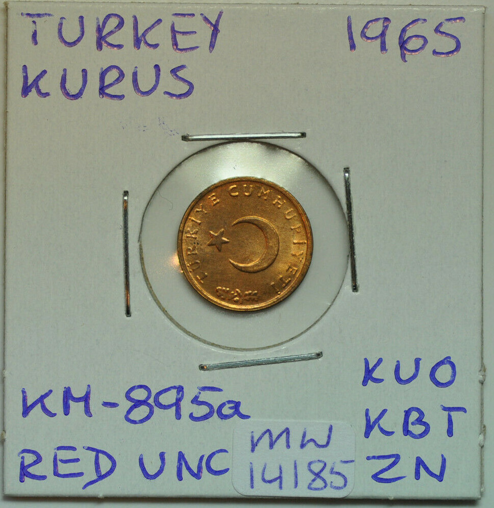 mw14185 Turkey; Kurus 1965  KM#895a  Red UNC