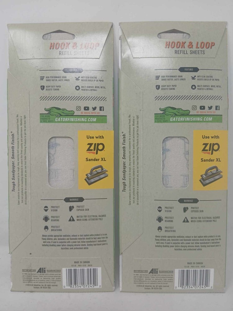 2 PACK - Gator Zip 7245 120 Fine Grit Hook & Loop Refill Sheets