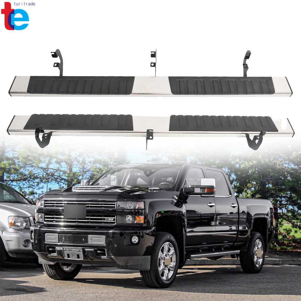 6" Running Boards Side Step For Silverado GMC Sierra Double Extended Cab 2007-18