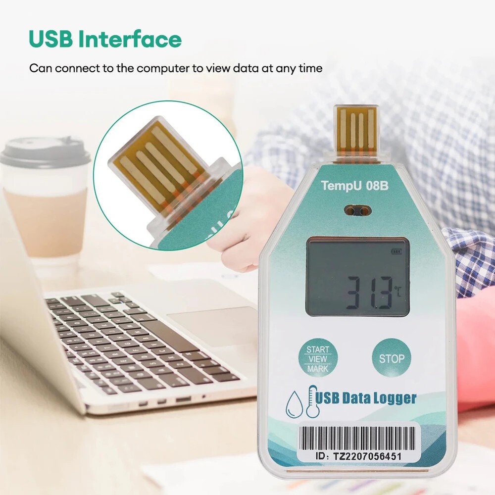 USB TempU08B High-Precision Temperature Humidity Data Logger 32000 Sets Recorder