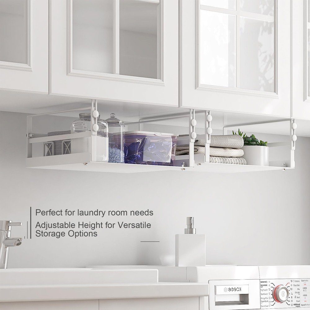 2-Pack Adjustable Under Shelf Storage Baskets - White, for Kitchen, Pantry