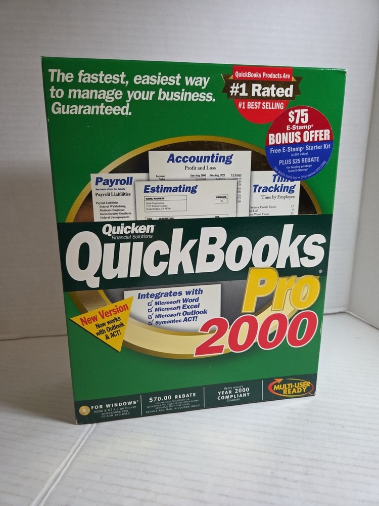 Quickbooks Pro 2000 for Windows 95/98 Quicken Financial Services Software
