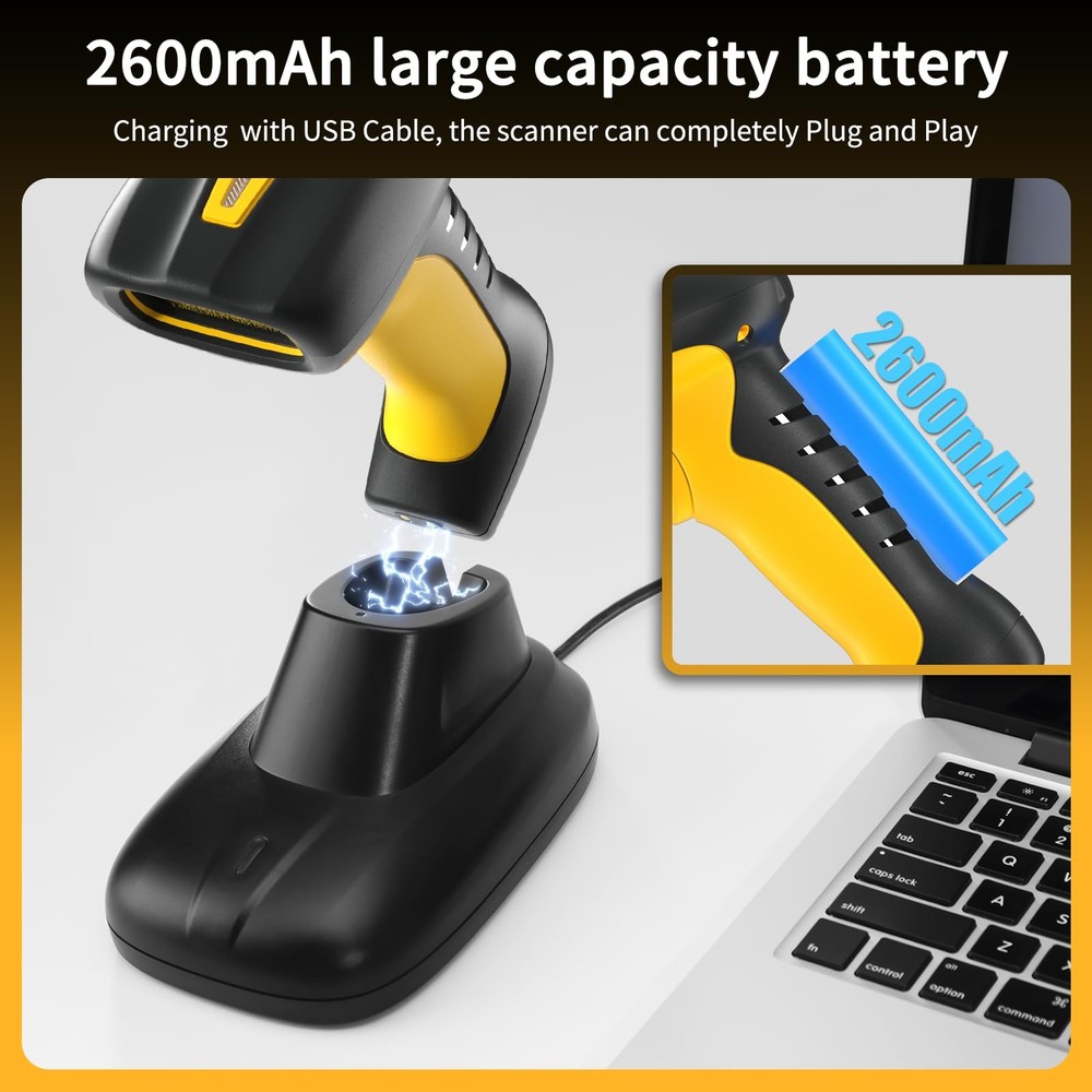 NetumScan Industrial Bluetooth QR Barcode Scanner, IP67 Waterproof & Yellow