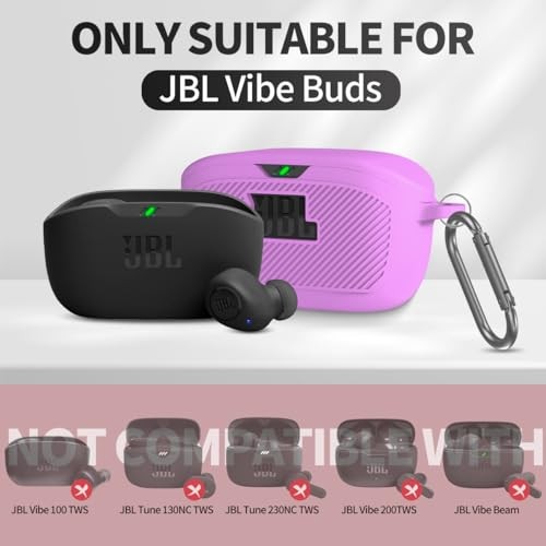 for JBL Vibe Buds Case Cover,Silicone Protective Portable Scratch Shock Purple