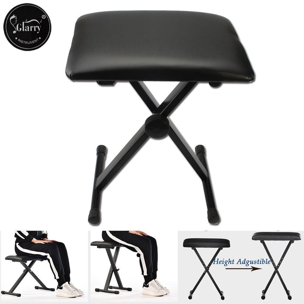 Adjustable Piano Keyboard Bench Comfortable Padded Seat Folding Stool Chair