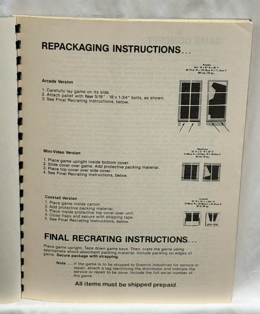 ORIGINAL-GREMLIN/SEGA-CARNIVAL-OWNER'S MANUAL