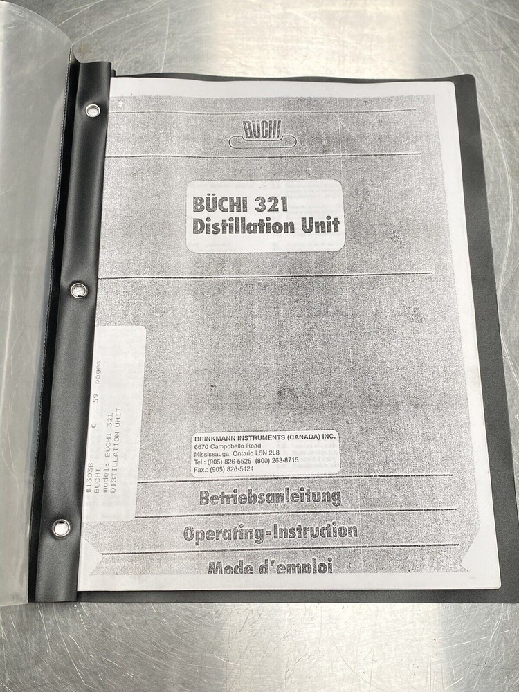 Buchi Distillation Unit 321 - Manual / Users Guide / Instructions Book