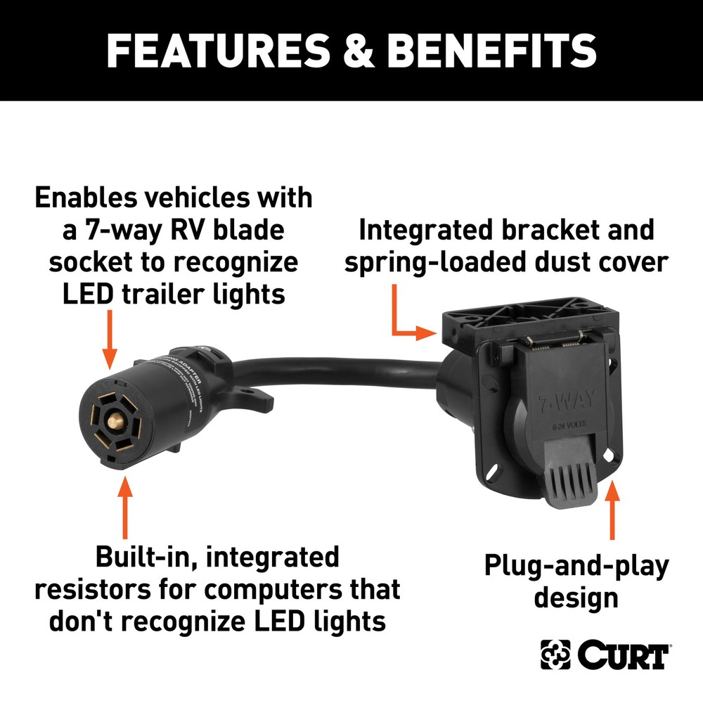 Curt MFG 57003 LED Trailer Light Adapter