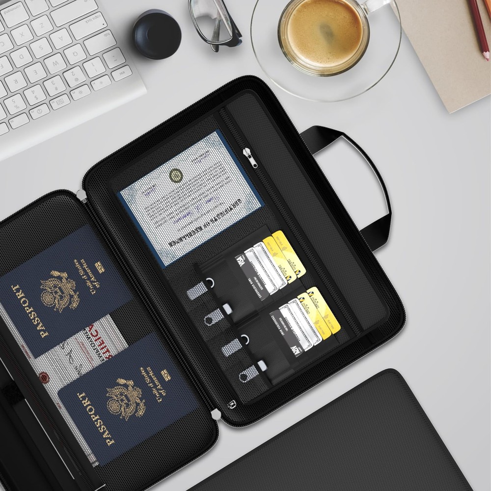 Fireproof File Organizer with Lock, Hard-Shell Case Fireproof Document Box wi...