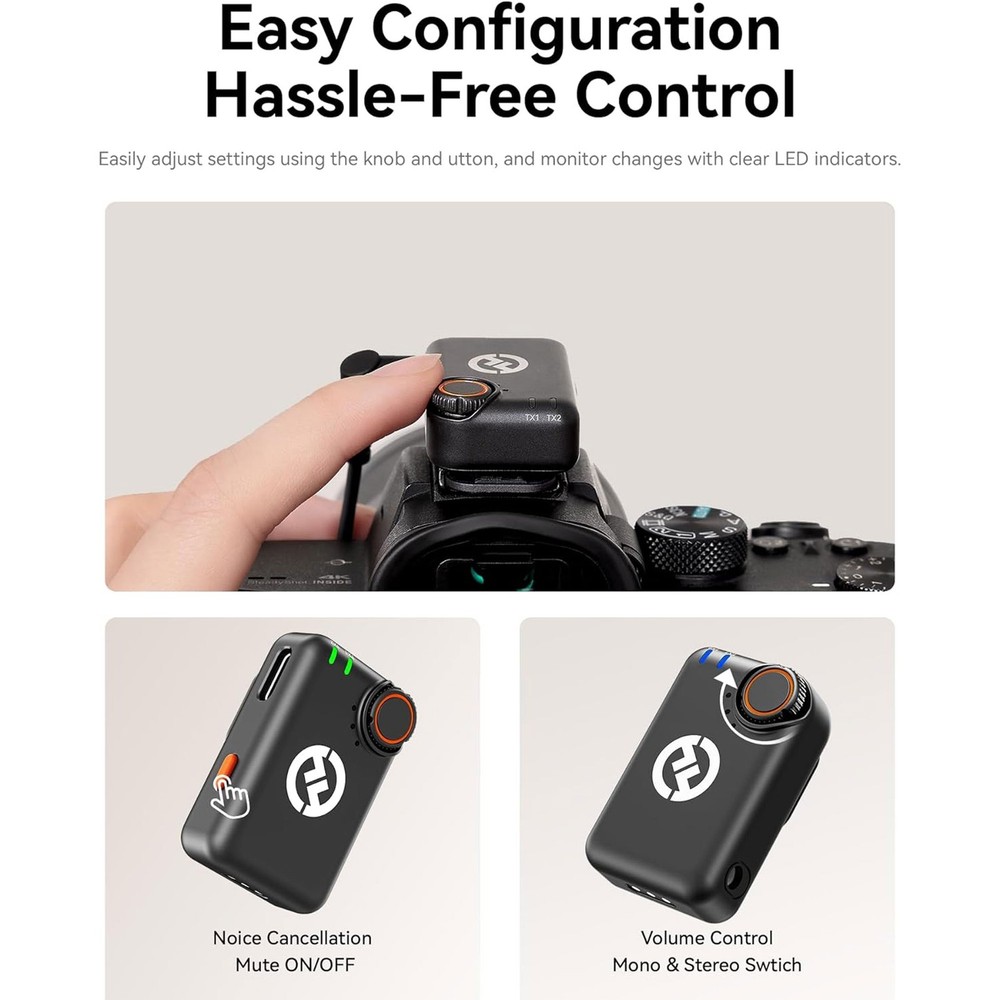 Hollyland LARK M2S Mini Combo Wireless Microphone System, Universal Video Bundle