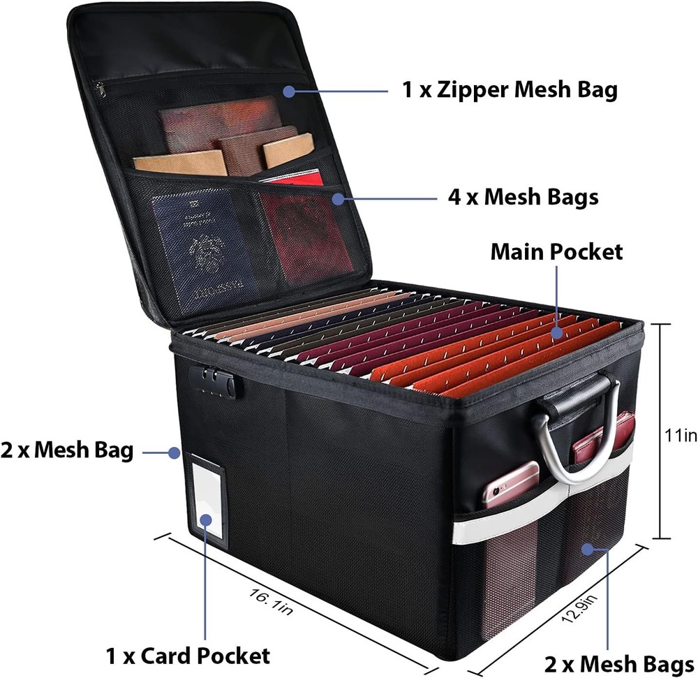 NEW.Fireproof File Box, Lockable Important Document Organizer