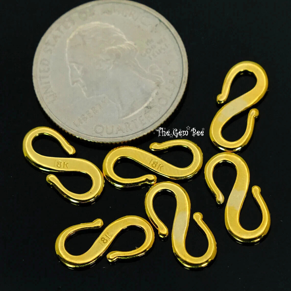 7mmx15mm 18k Solid Gold Heavy Hefty S Hook Clasp Finding