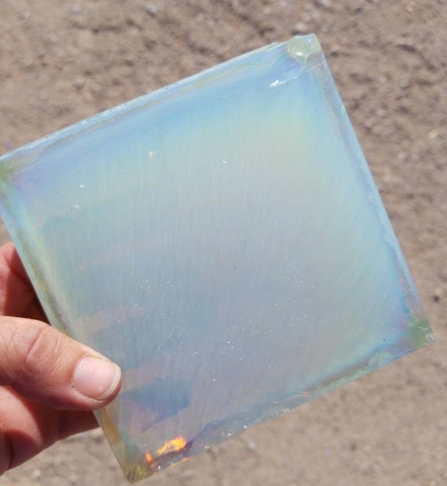 Opalite Glass Tile Chipped Block 4 Slab Flint Knapping Cab 2# Sm.