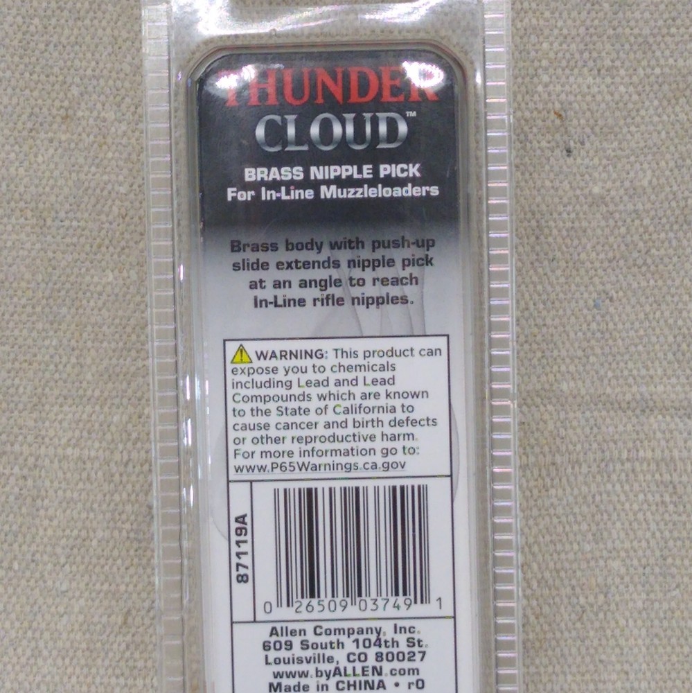 Thunder Cloud Muzzleloader Brass Nipple Pick, 87119A Deer Hunting & Shooting
