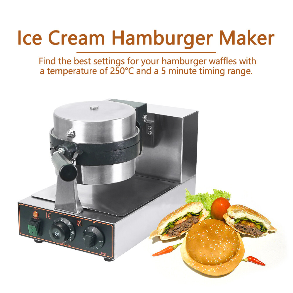 110V Single Head Hamburger UFO Panini Press Baker Waffle Maker Ice Cream Machine