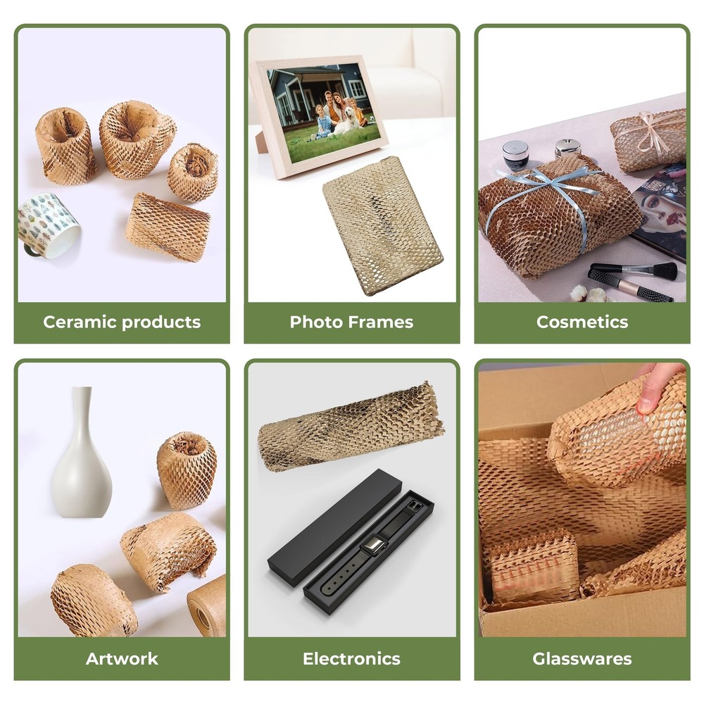Honeycomb Packing Paper Wrap 15''x250', Substitute Alternative for Bubble Cus...