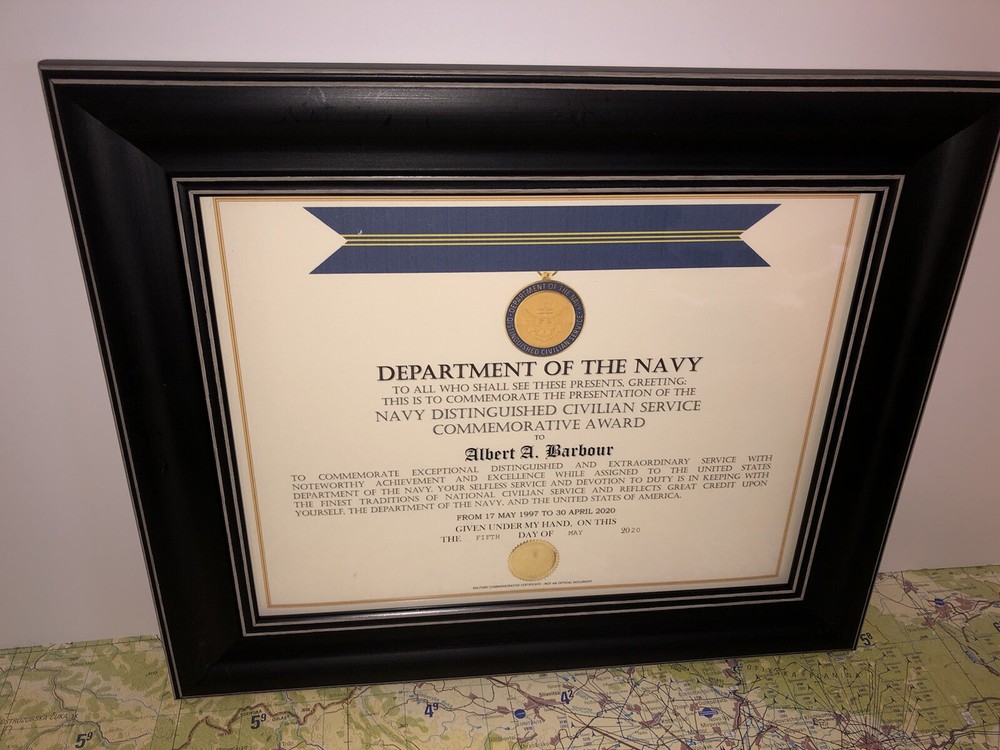 NAVY DISTINGUISHED CIVILIAN SERVICE COMMEMORATIVE AWARD CERTIFICATE ~ Type-1