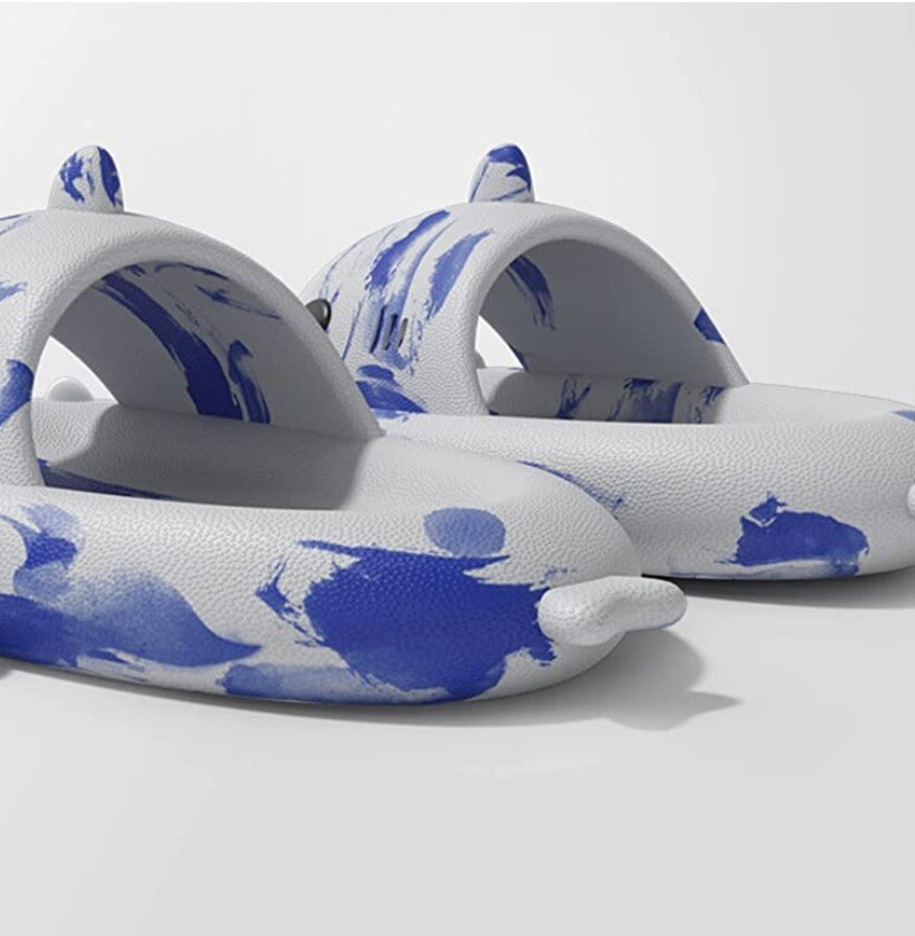 shark slides Blue And White Edition