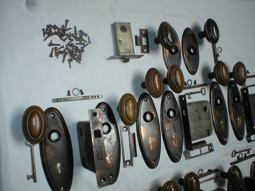 Antique Japanned Door Hardware Set