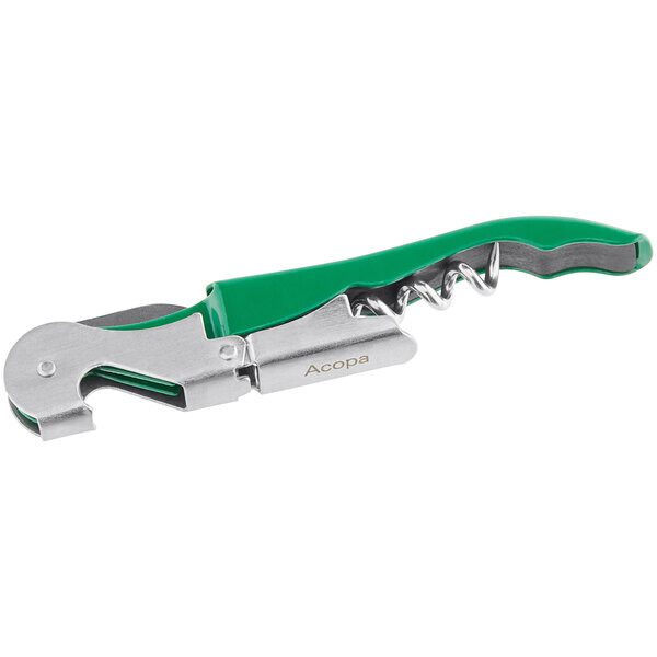 Acopa Waiter's Corkscrew with Green Metal Handle