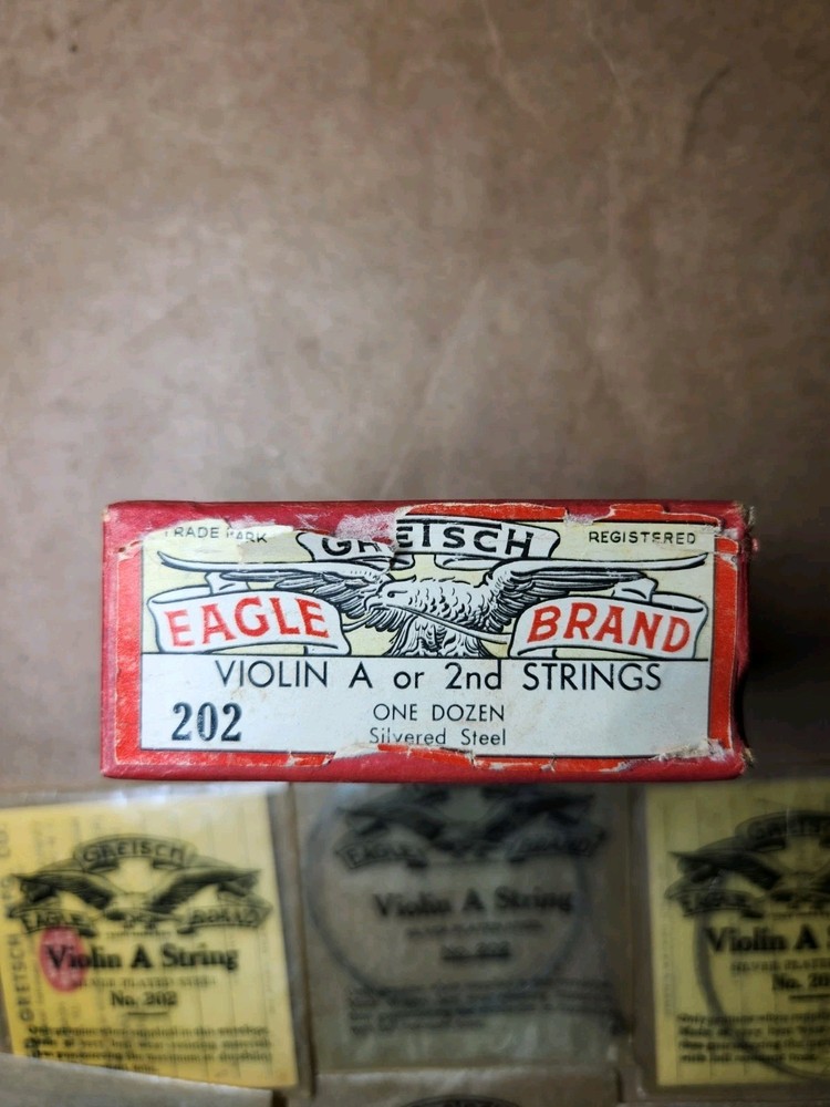 Vintage Gretsch Eagle Brand Violin Strings – Gut No. 202 – 12 Unopened A Strings