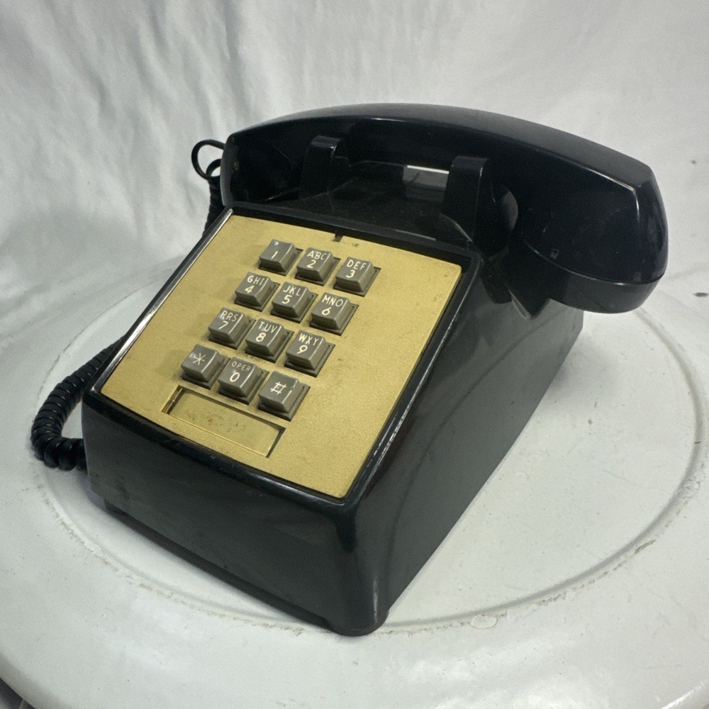 Vintage Black Comdial Push Button Desktop Telephone - Black