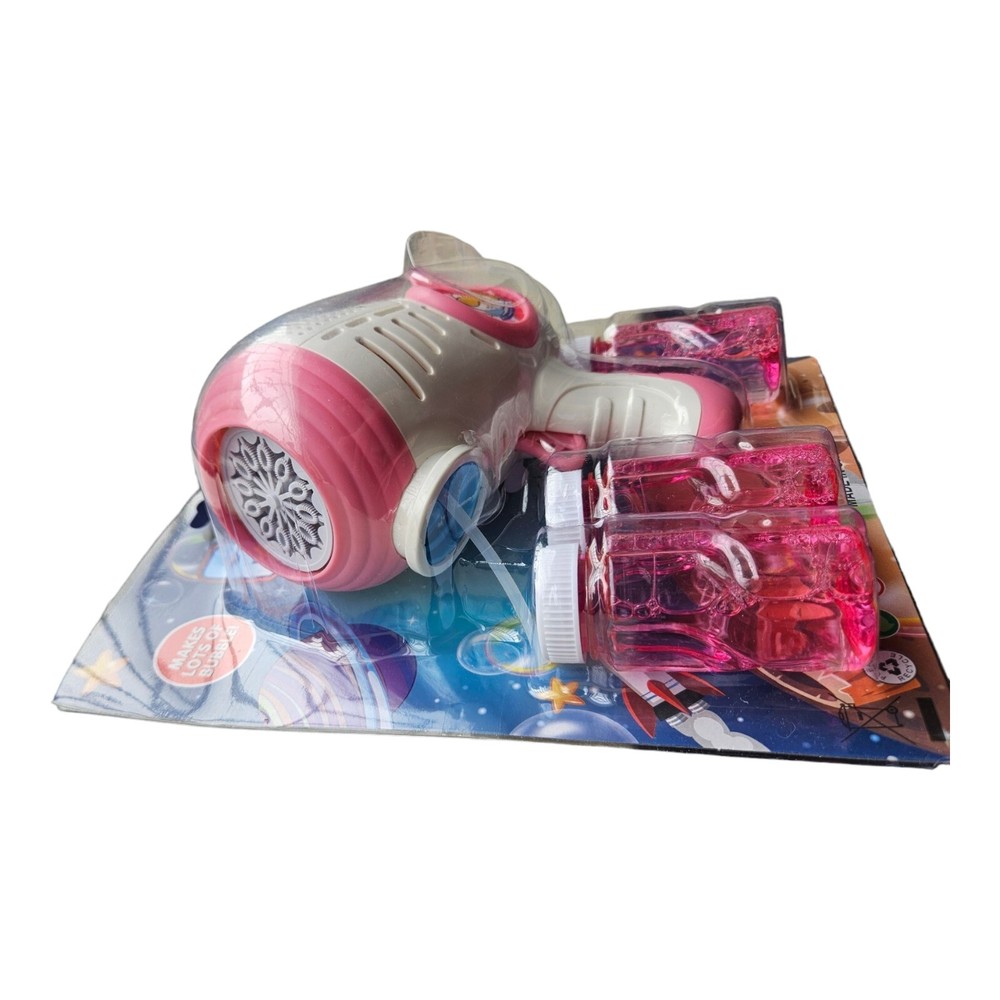 Pink Fully Automatic Bubble Gun Space Rabbit Multi Blaster Light Up Bubble Toy