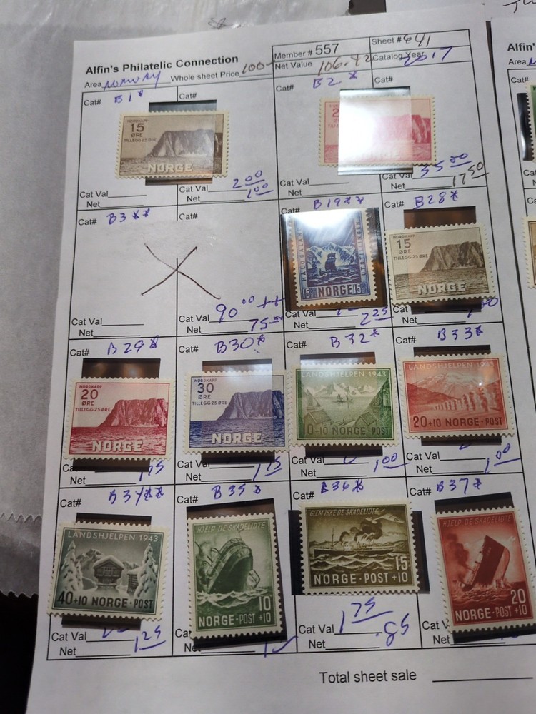 APC W5236 Norway on circuit sheet about $75 scv mint