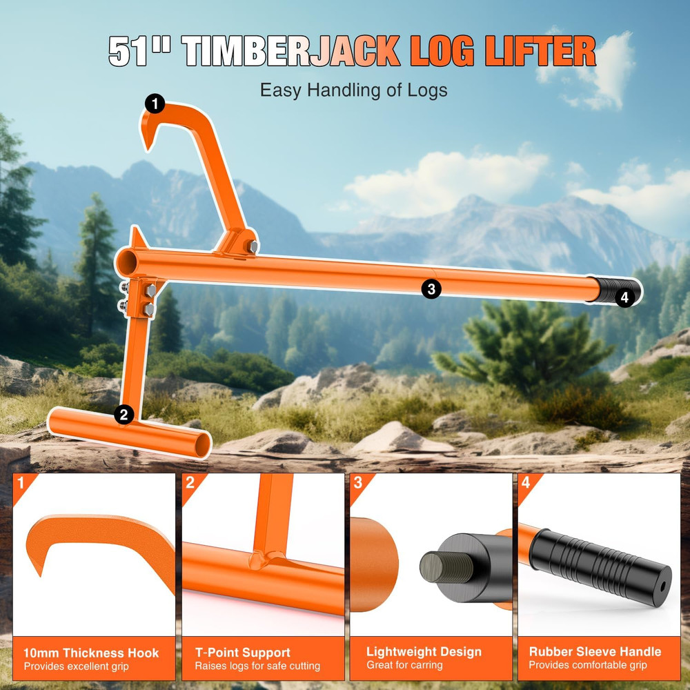 51" Cant Hook for Log Roller Logging Tools with Adjustable Steel Cant Hooks and