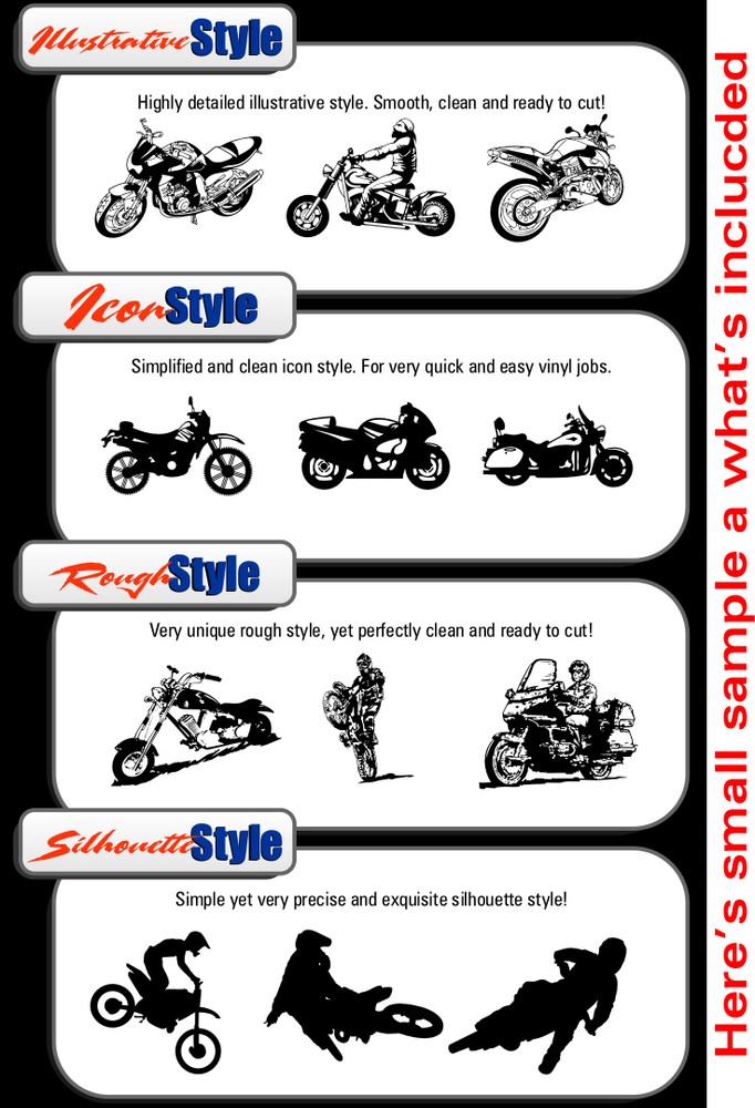 MOTORCYCLE BIKER CLIPART-VINYL CUTTER PLOTTER-VECTOR CLIP ART CD
