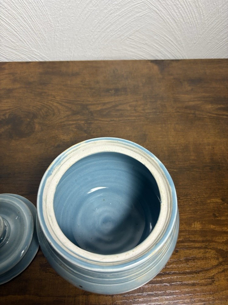 Handmade Painted Blue Sugar Bowl Kitchen Tea Time