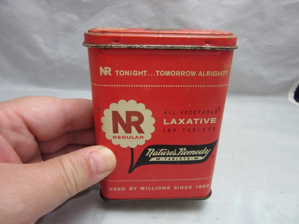 NR All vegetable Laxative tablets tin. Nature's Remedy