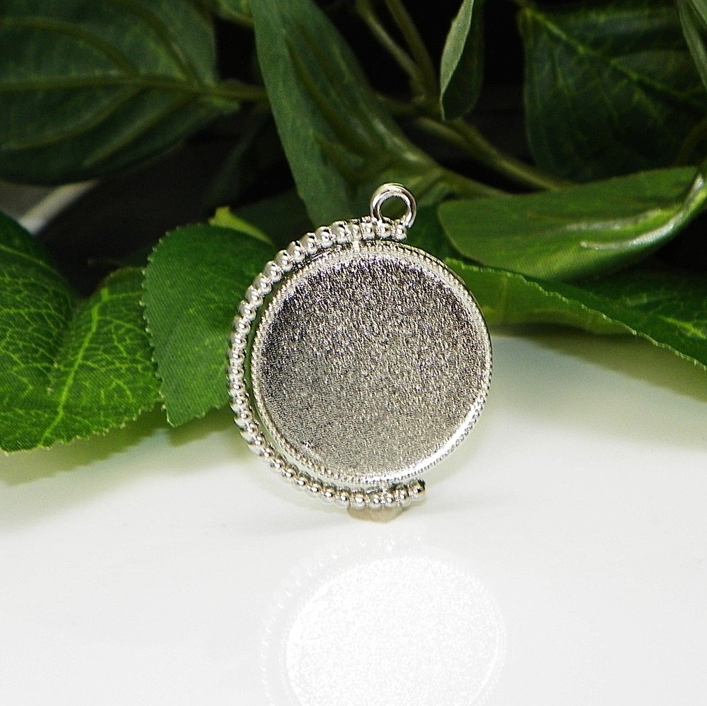20mm Double Sided Rotating Silver Plated Cabochon (Cab) Drop Setting