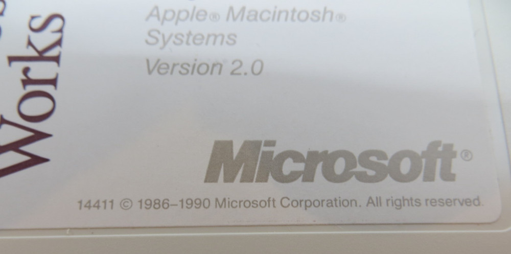 Microsoft Works Version 2.0 3.5" Floppy Disks for Apple Macintosh Computers 1990