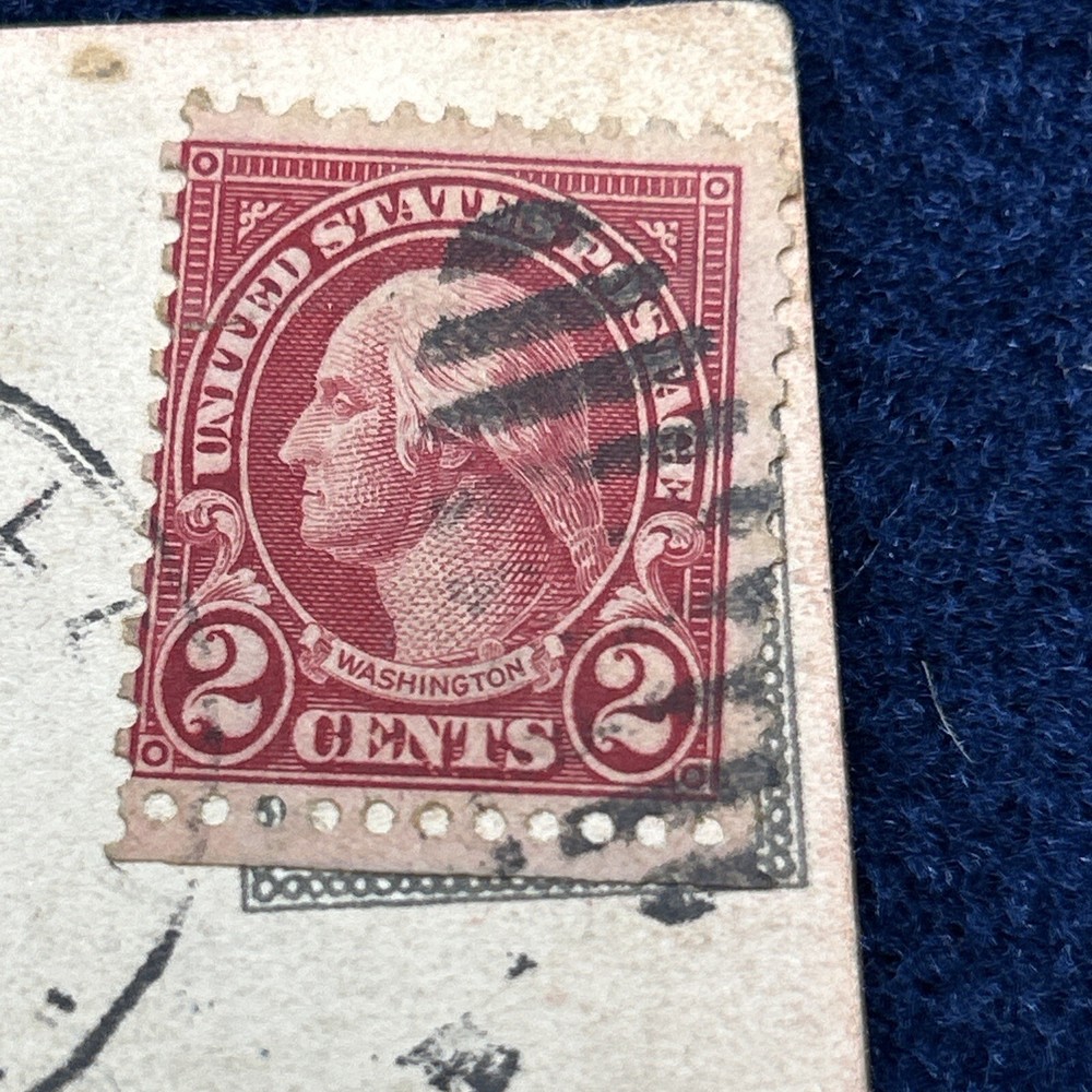 george washington stamp Two Cent Postmark 1927 Christmas Postcard